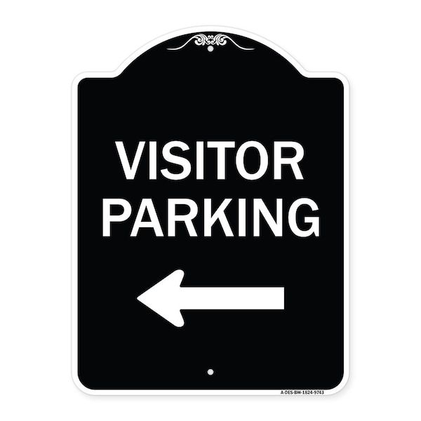 Designer Series-Visitor Parking Left, Black & White Heavy-Gauge Aluminum, 24" x 18", BW-1824-9743